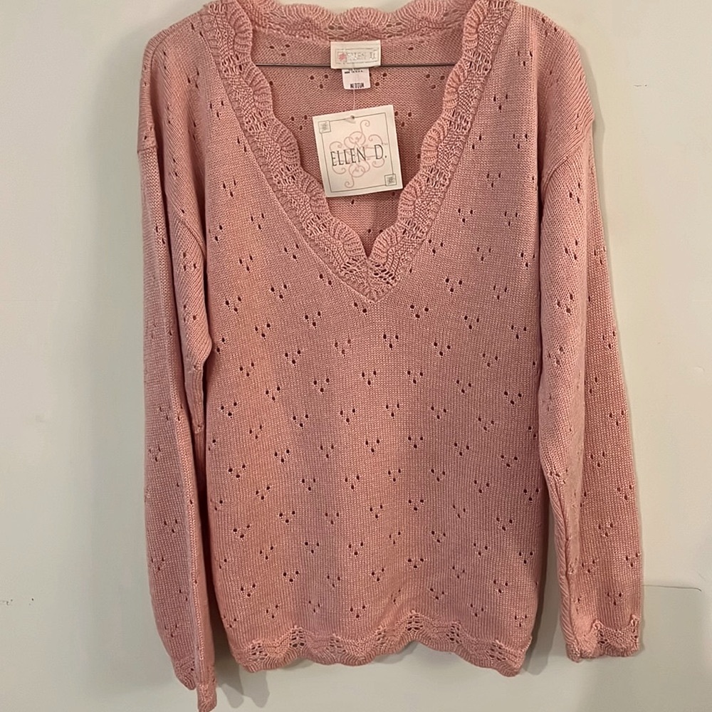 Ellen D Pink Scalloped Trim Sz Medium